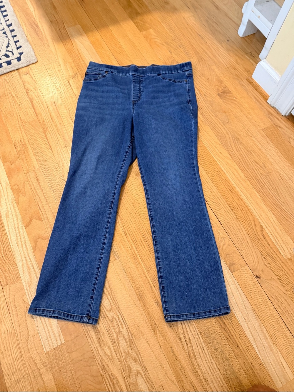 Ladies Size 16 Short "Kim Rogers" Dark Blue Flare Jeans Tummy Control GUC